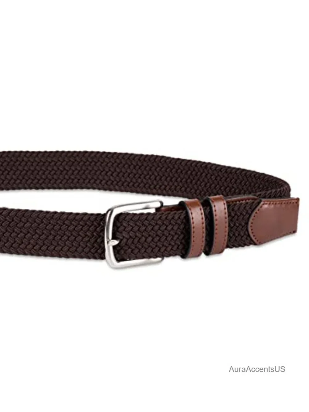 Men's Stretch Woven Braid Belt for Jeans with Metal Bridle Buckle